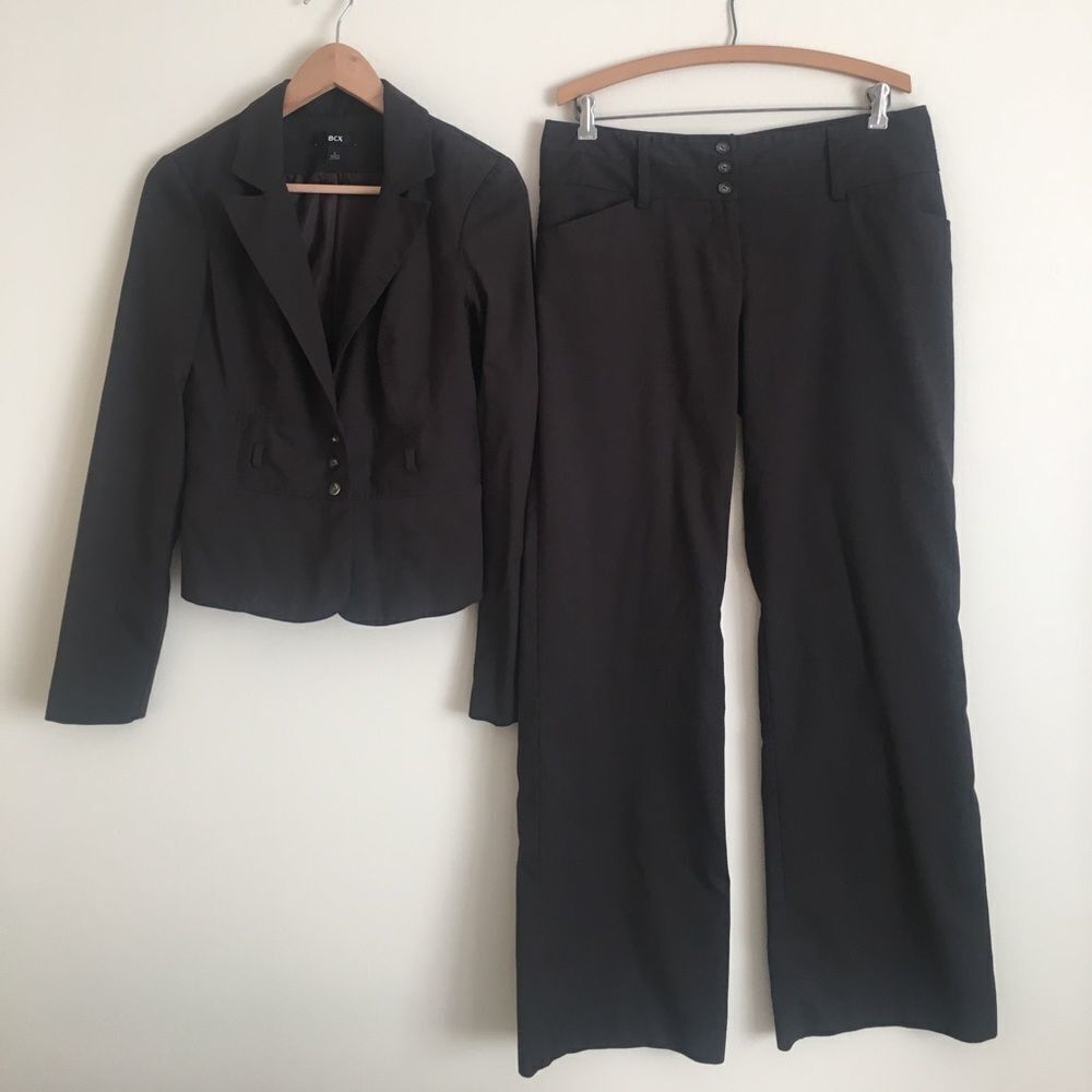 BCX 13/L 2 piece suit brown pants pin stripe